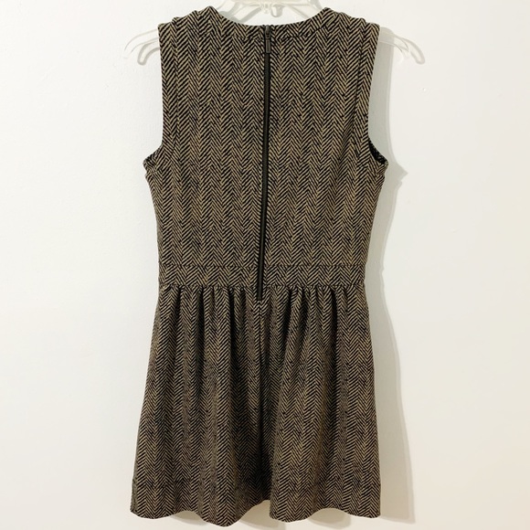J. Crew Factory Style 06624 Sleeveless Ponte Knit  Dress Taupe Black Herringbone - Picture 5 of 12